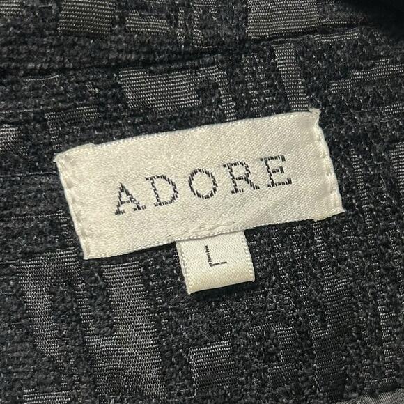 Adore Black Multicolor Abstract Print Button Up Textured Coat Womens Large - Picture 2 of 6